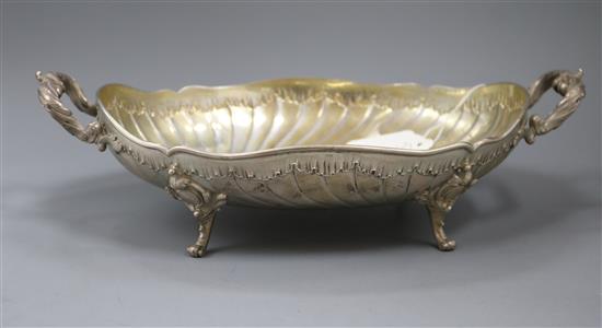 A German 800 white metal two handled oval fruit bowl, 16 oz.